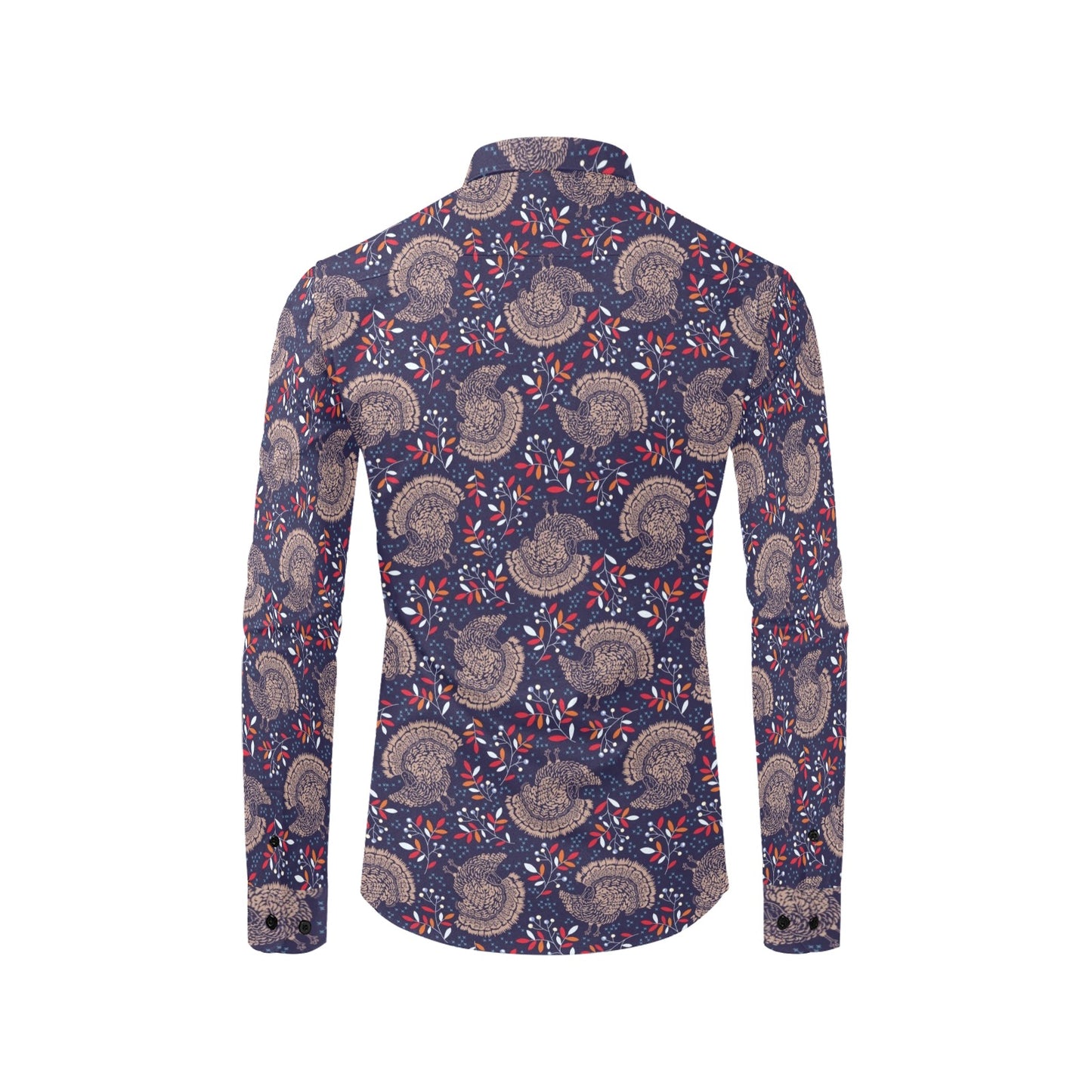 Turkey Print Design LKS401 Men's Long Sleeve Dress Shirt