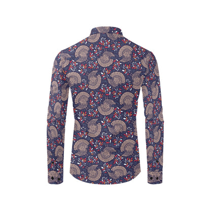 Turkey Print Design LKS401 Men's Long Sleeve Dress Shirt