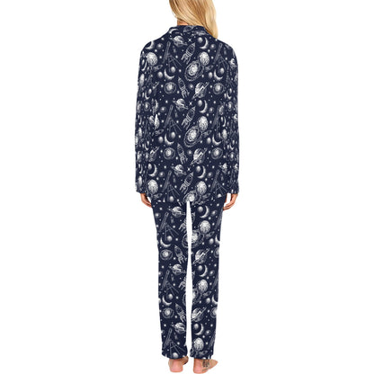 Space Rocket Print Design LKS301 Women's Long Pajama Set