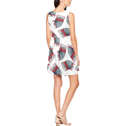 Accordion Pattern Print Design 03 Sleeveless Dress