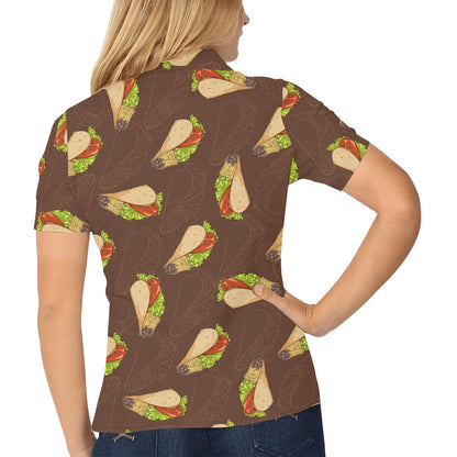 Taco Pattern Print Design TC08 Women's Polo Shirt