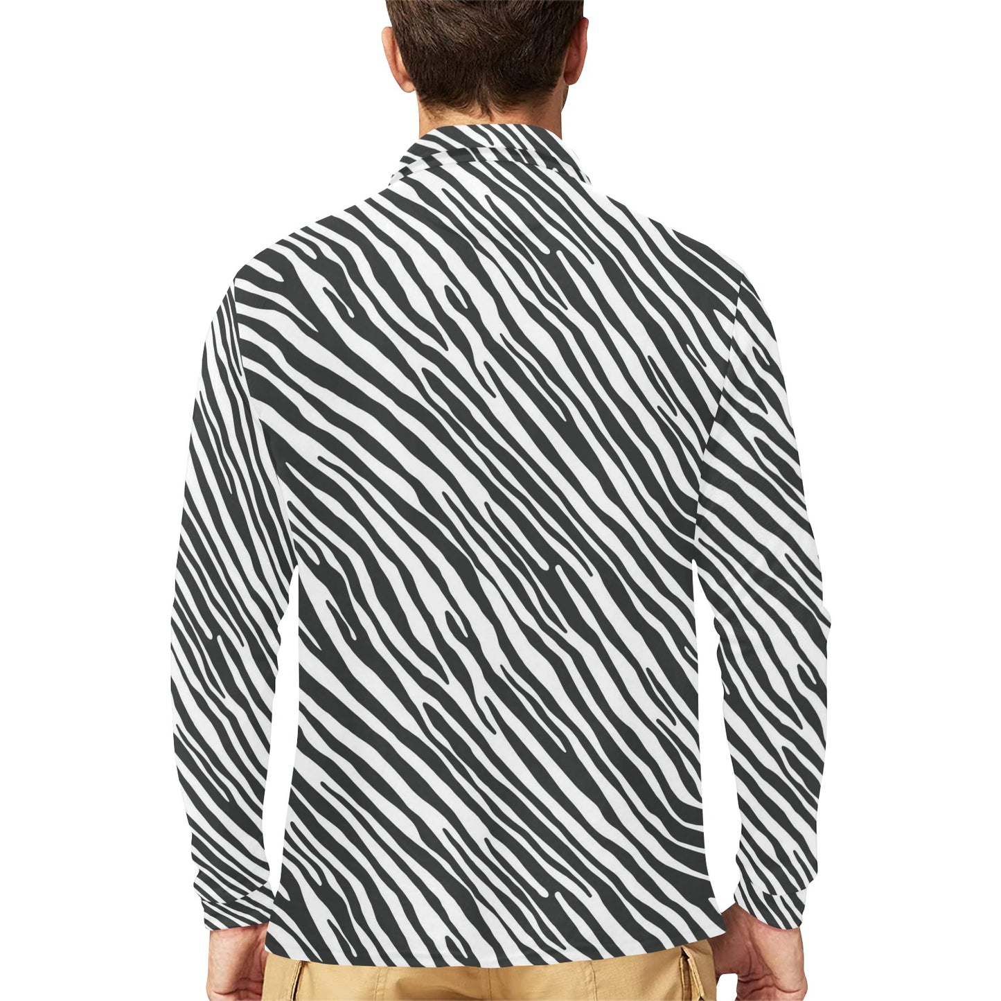 Zebra Classic Print Design LKS302 Long Sleeve Polo Shirt For Men's