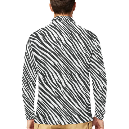 Zebra Classic Print Design LKS302 Long Sleeve Polo Shirt For Men's