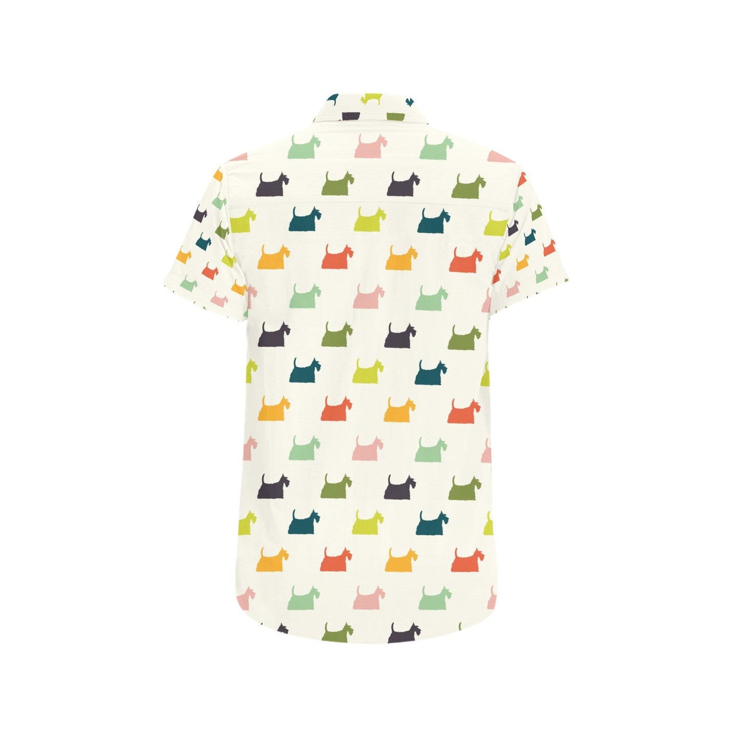Scottish Terriers Print Design LKS305 Men Short Sleeve Button Up Shirt