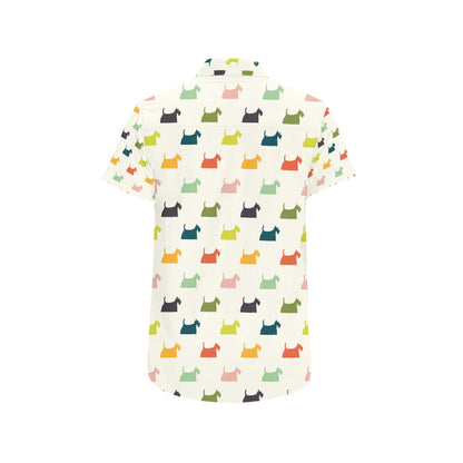 Scottish Terriers Print Design LKS305 Men Short Sleeve Button Up Shirt
