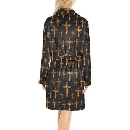 Christian Tree of Life Cross Design Women's Fleece Robe