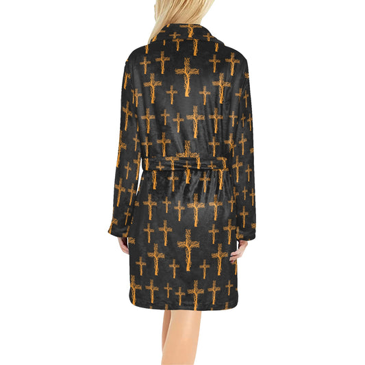 Christian Tree of Life Cross Design Women's Fleece Robe