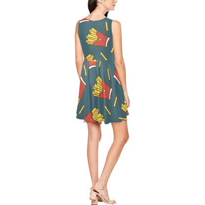 French Fried Pattern Print Design 04 Sleeveless Dress