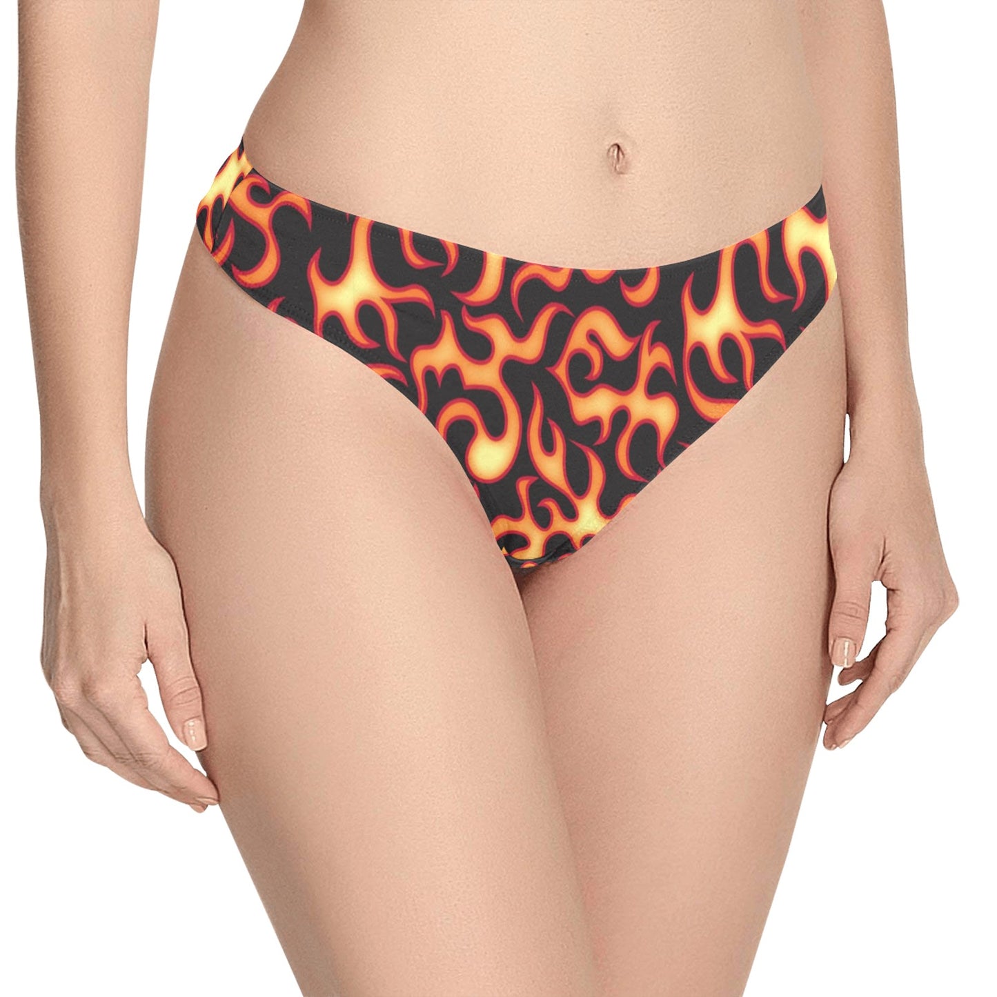Flame Fire Themed Print Women's Thongs