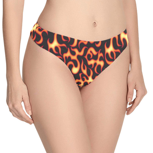 Flame Fire Themed Print Women's Thongs