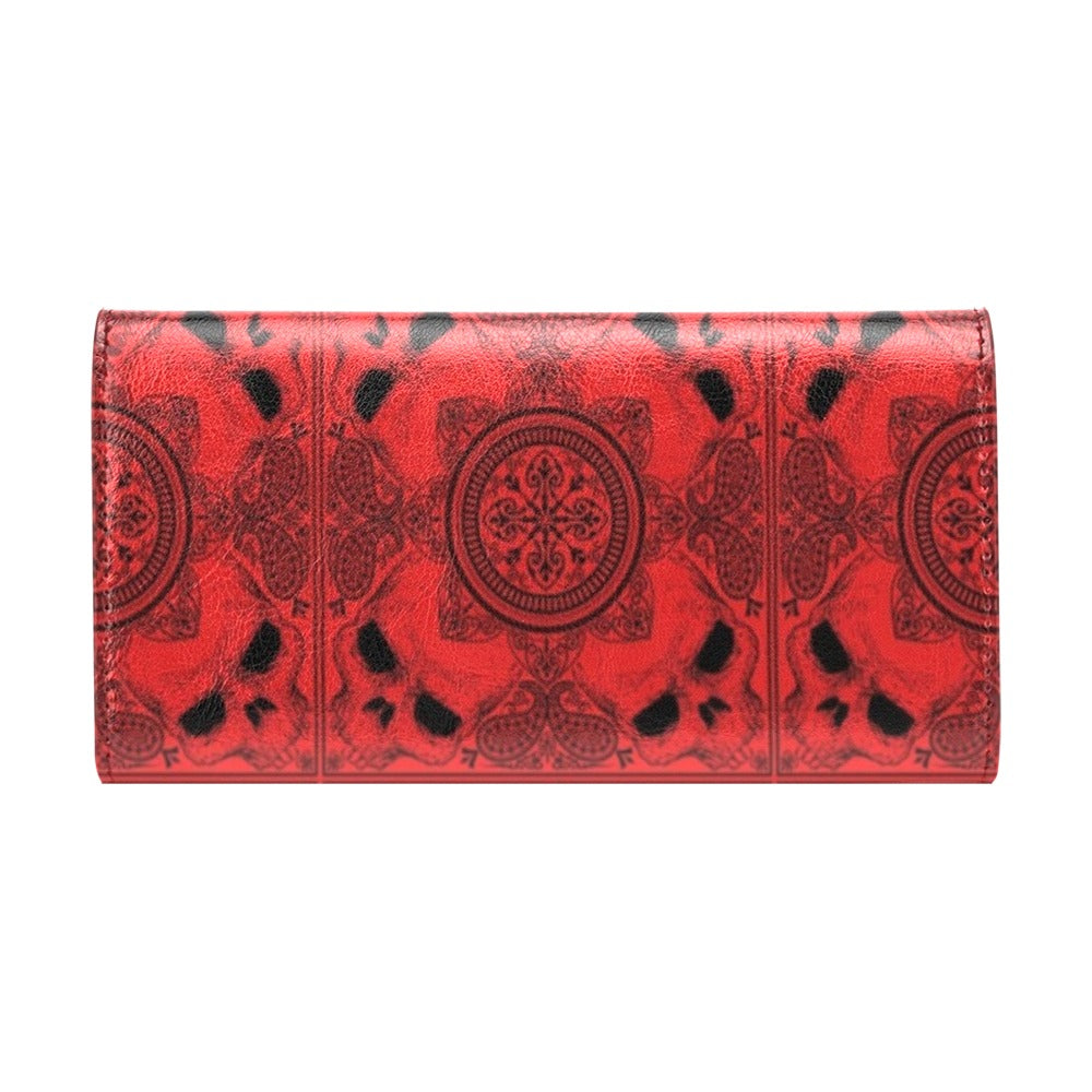 Bandana Red Print Design LKS304 Women's Trifold Wallet