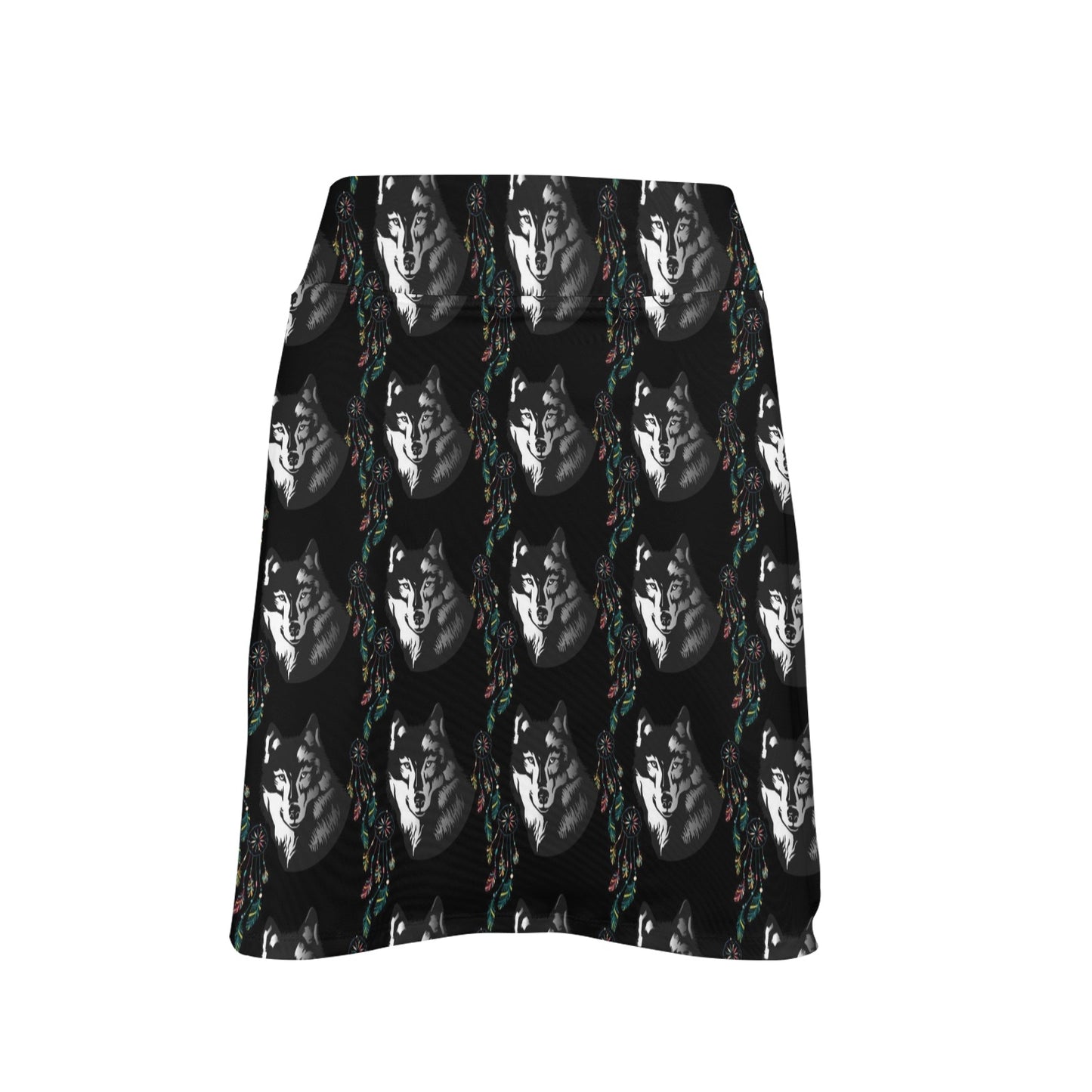 Wolf Black Dream Catcher Design Print 17" Golf & Pickleball Skort with Pockets