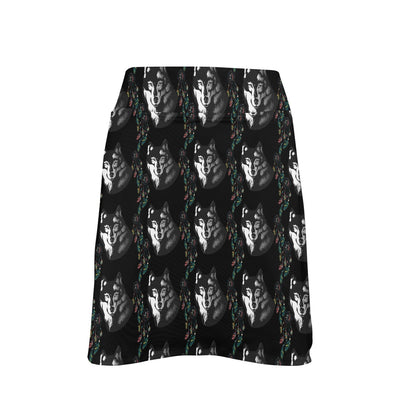 Wolf Black Dream Catcher Design Print 17" Golf & Pickleball Skort with Pockets