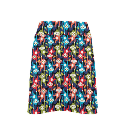 Monkey Colorful Design Themed Print 17" Golf & Pickleball Skort with Pockets