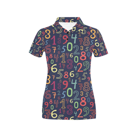 Number Pattern Print Design A01 Women's Polo Shirt