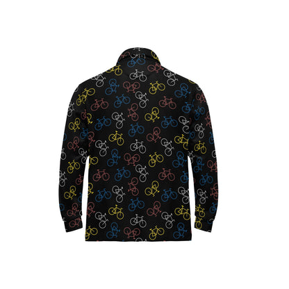 Bicycle Pattern Print Design 03 Long Sleeve Polo Shirt For Men's