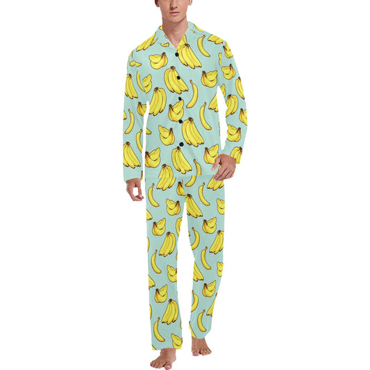 Banana Pattern Print Design BA04 Men's Long Pajama Set