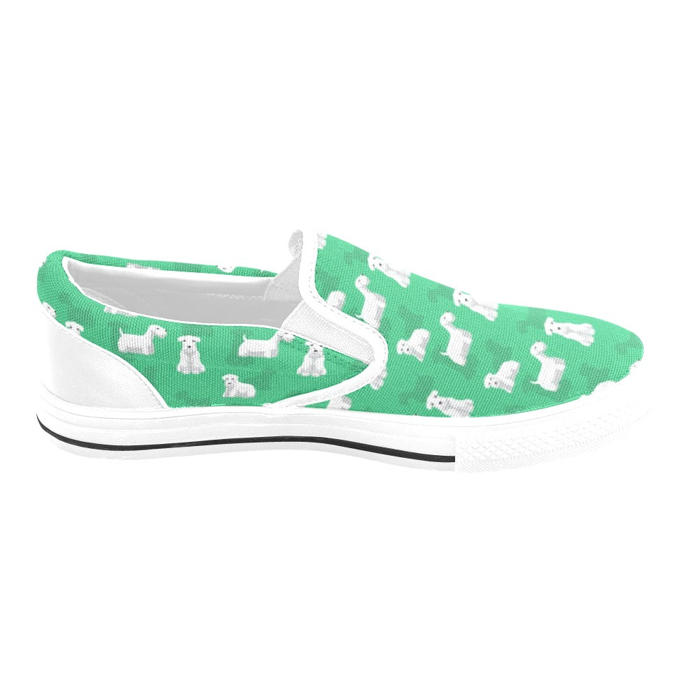Sealyham Terriers Print Design LKS301 White Slip Ons Canvas Women's Shoes