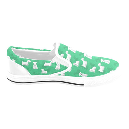 Sealyham Terriers Print Design LKS301 White Slip Ons Canvas Women's Shoes