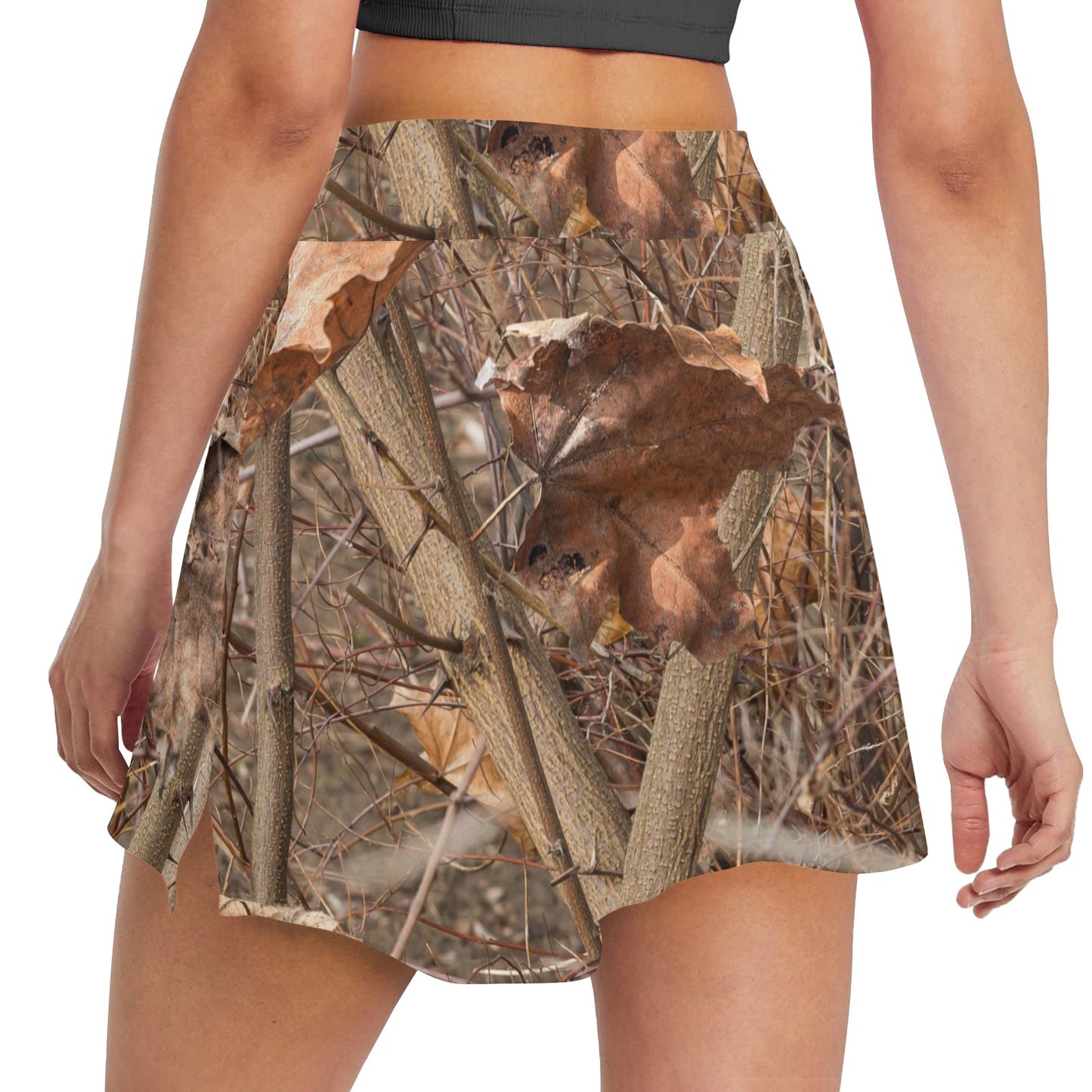 Camo Realistic Tree Forest Autumn Print 17" Golf & Pickleball Skort with Pockets