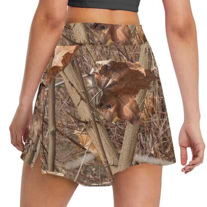Camo Realistic Tree Forest Autumn Print 17" Golf & Pickleball Skort with Pockets