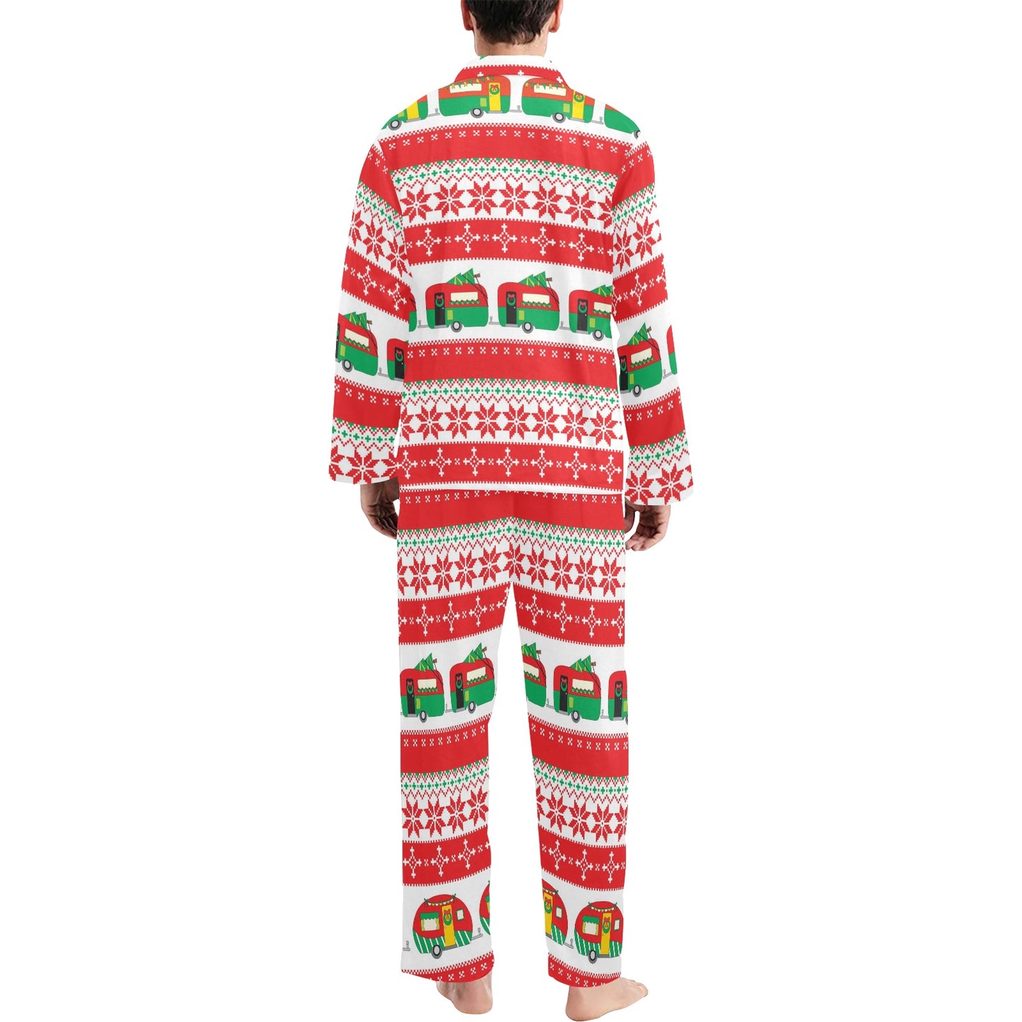 Camper Camping Ugly Christmas Design Print Men's Long Pajama Set