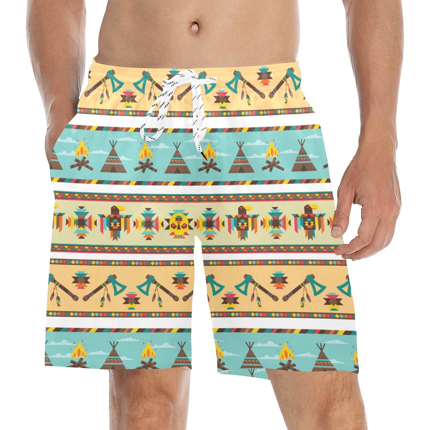 American indian Life Pattern Men's Swim Trunks Beach Shorts