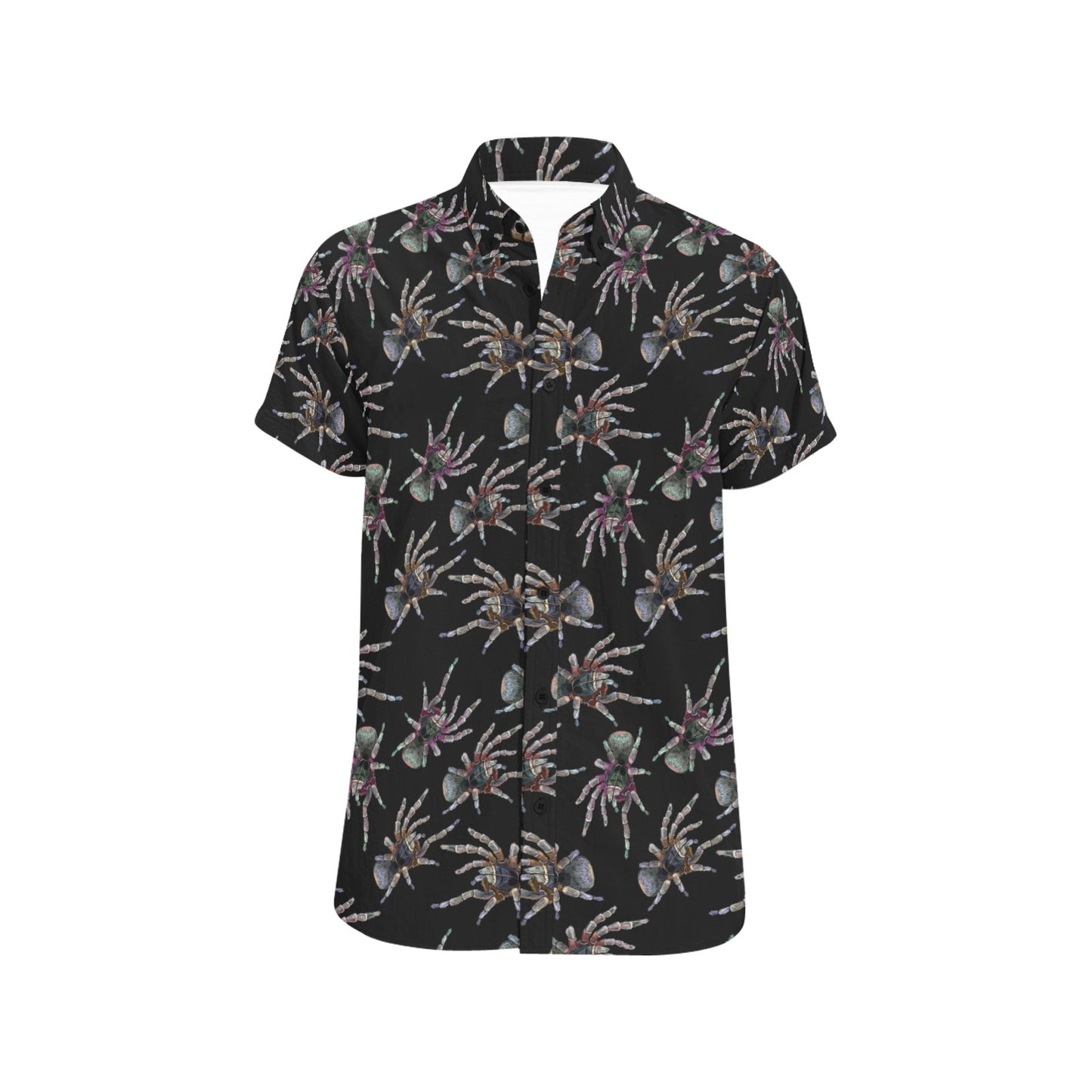 Tarantula Print Design LKS402 Men Short Sleeve Button Up Shirt