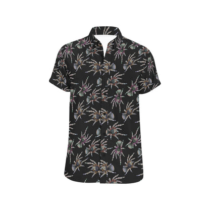 Tarantula Print Design LKS402 Men Short Sleeve Button Up Shirt