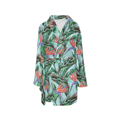 Bird Of Paradise Pattern Print Design BOP01 Women's Fleece Robe
