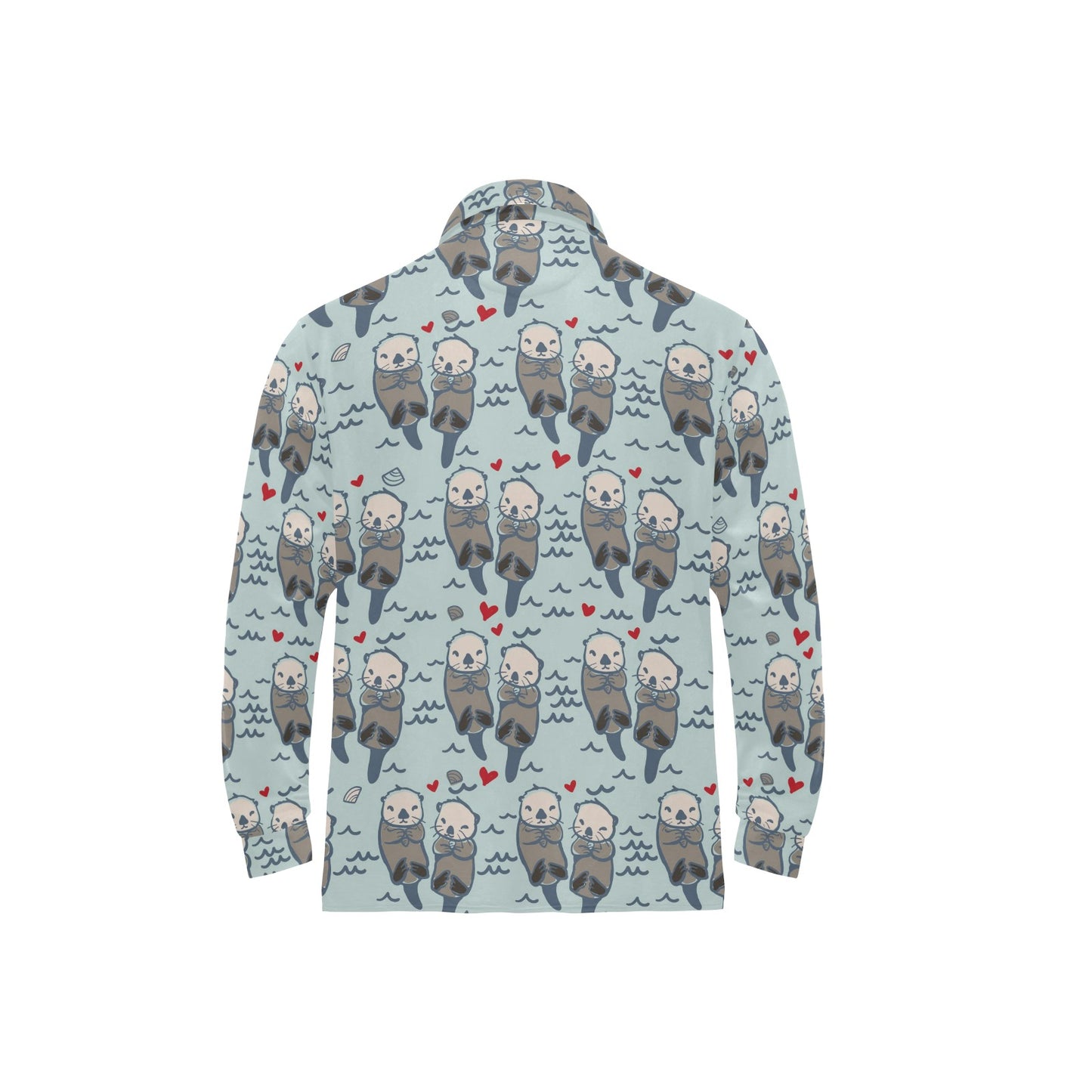Sea Otter Pattern Print Design 03 Long Sleeve Polo Shirt For Men's