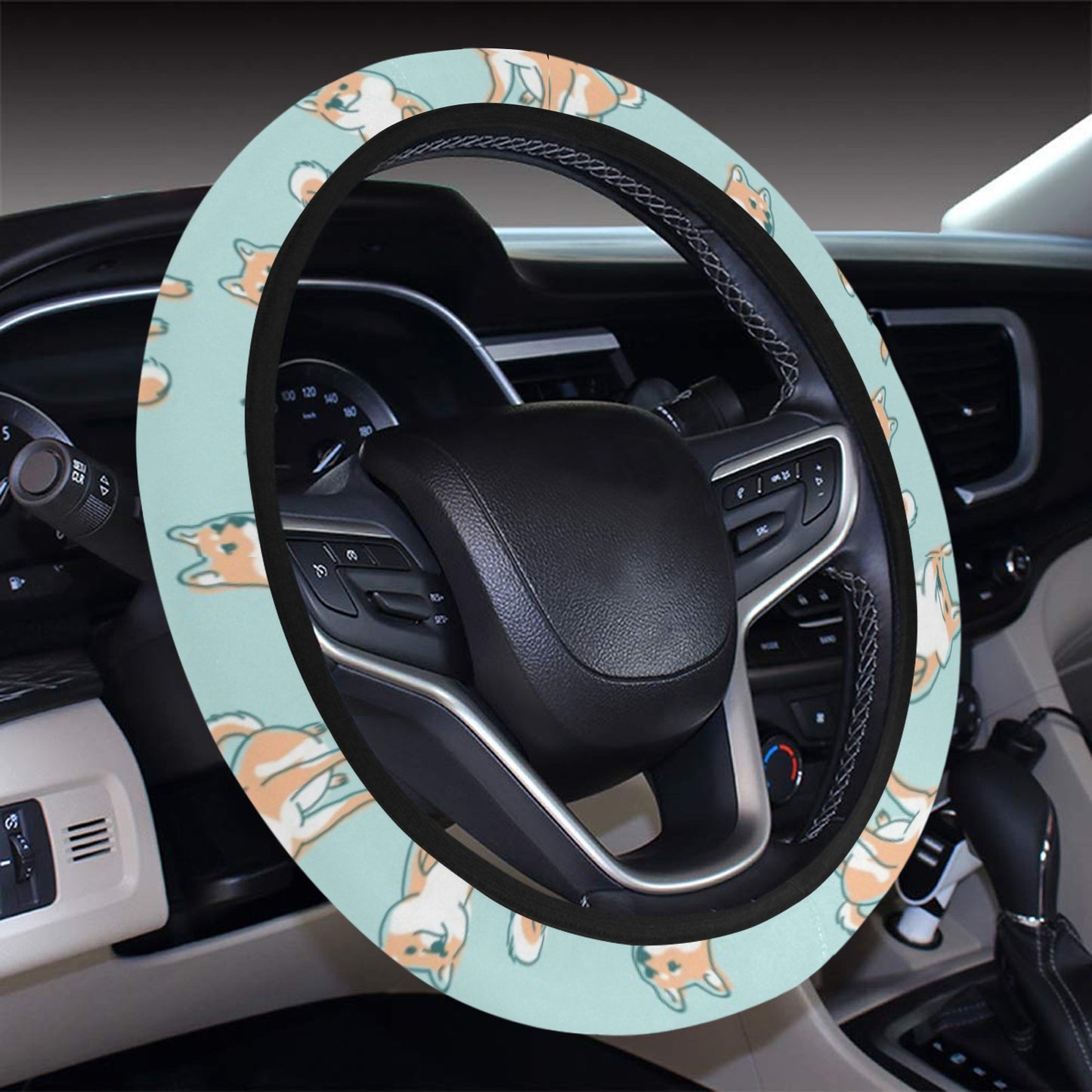 Shiba Inu Print Design LKS304 Steering Wheel Cover with Elastic Edge