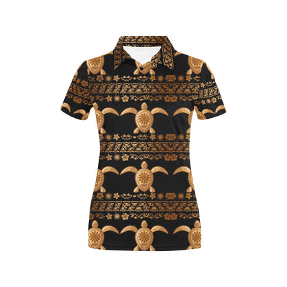 Tribal Sea turtle Polynesian Hawaiian Women's Polo Shirt