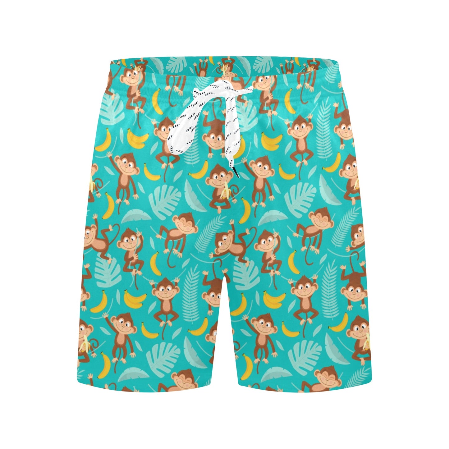 Monkey Happy Design Themed Print Men's Swim Trunks Beach Shorts