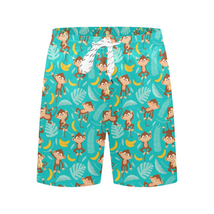 Monkey Happy Design Themed Print Men's Swim Trunks Beach Shorts