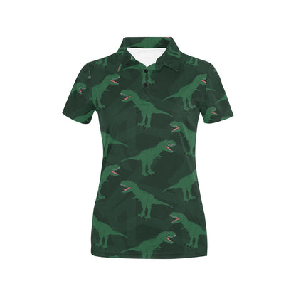 T Rex Pattern Print Design A06 Women's Polo Shirt