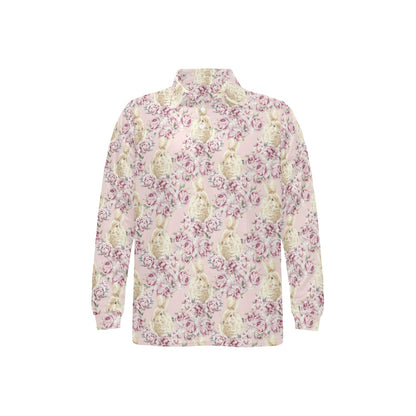 Rabbit Print Design LKS403 Long Sleeve Polo Shirt For Men's