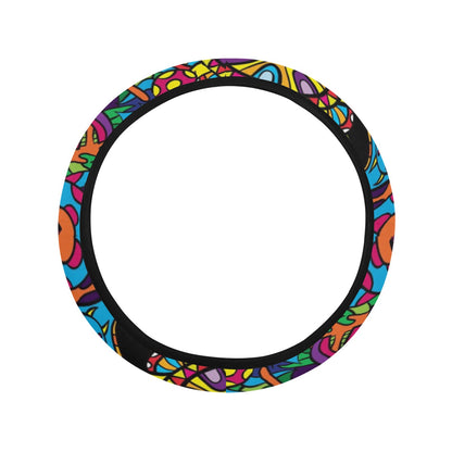 Trippy Print Design LKS304 Steering Wheel Cover with Elastic Edge