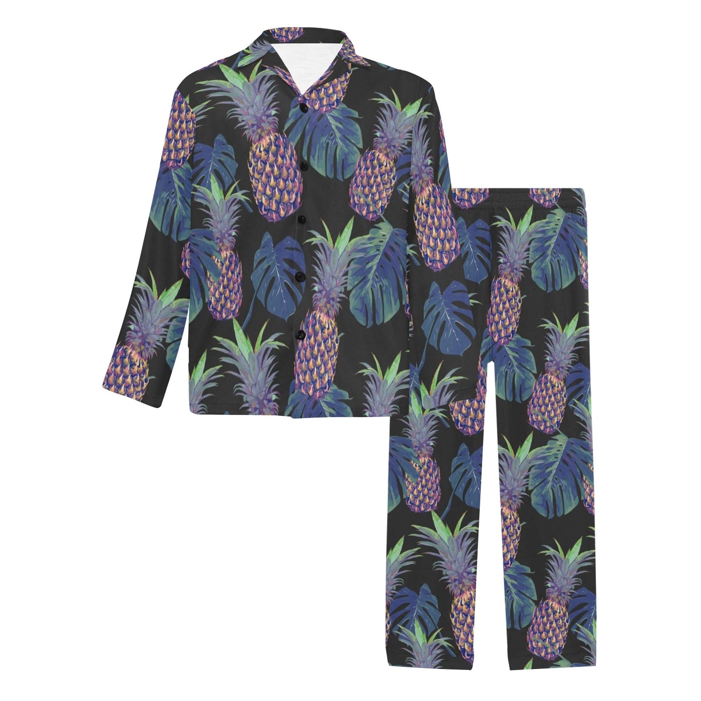 Pineapple Pattern Print Design PP04 Men's Long Pajama Set