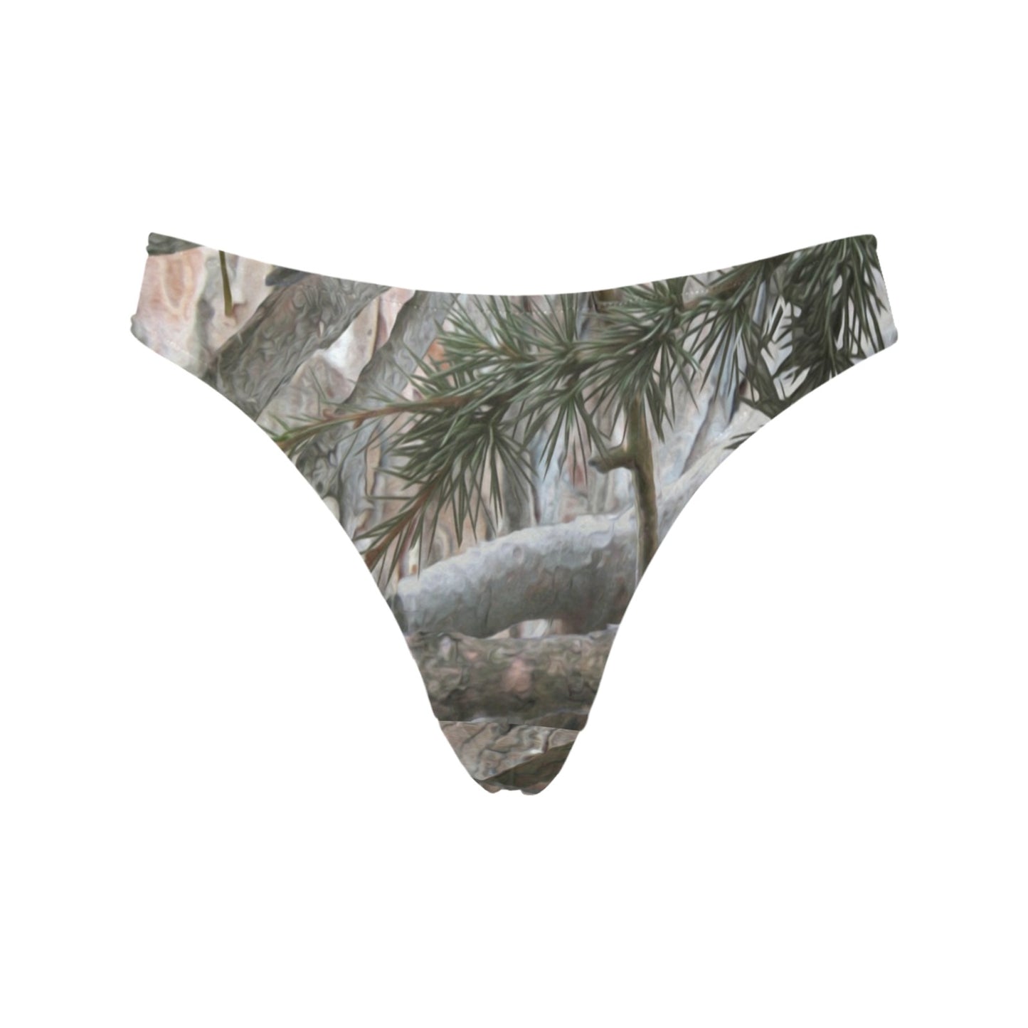 Camo Realistic Tree Forest Pattern Women's Thongs