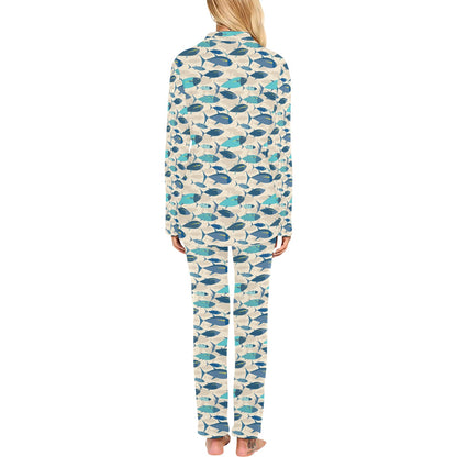 Tuna Fish Print Design LKS302 Women's Long Pajama Set