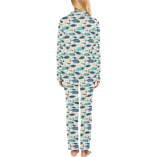 Tuna Fish Print Design LKS302 Women's Long Pajama Set
