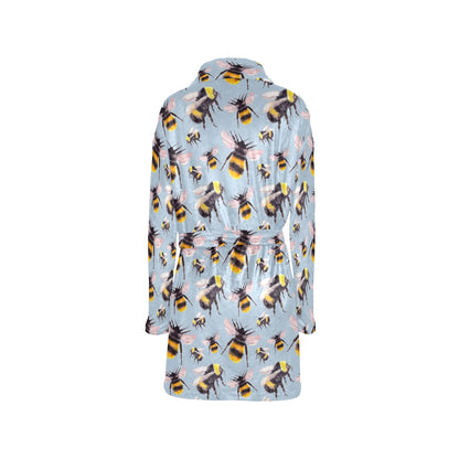 Bee Pattern Print Design BEE08 Women's Fleece Robe