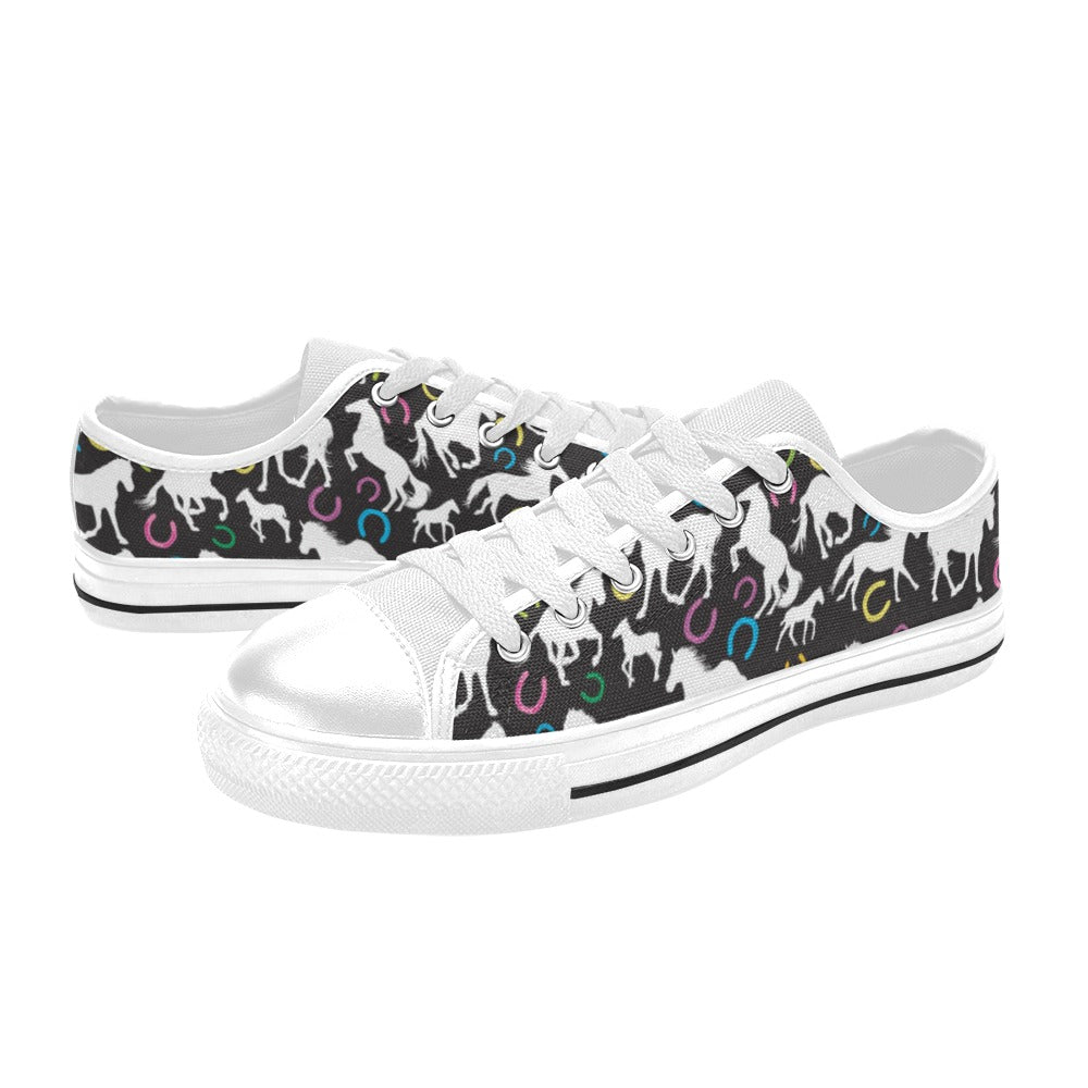 Horse Hoof Colorful Print Design LKS301 Women's White Low Top Shoes