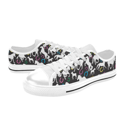 Horse Hoof Colorful Print Design LKS301 Women's White Low Top Shoes
