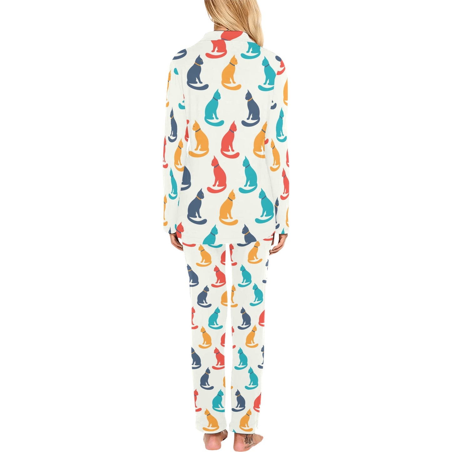 Cat Pattern Print Design 03 Women's Long Pajama Set