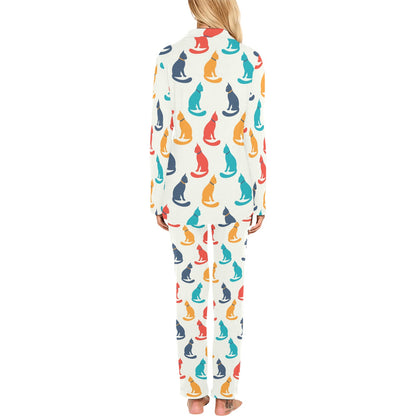 Cat Pattern Print Design 03 Women's Long Pajama Set