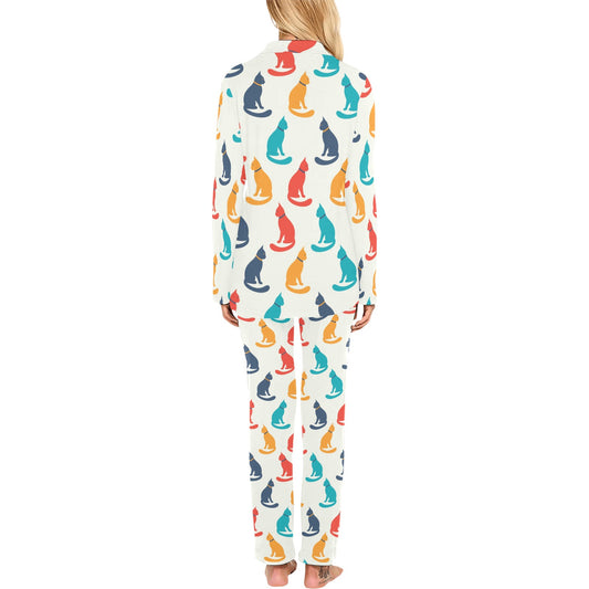 Cat Pattern Print Design 03 Women's Long Pajama Set