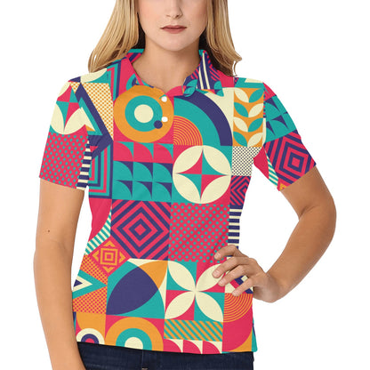 Mosaic Pattern Print Design 03 Women's Polo Shirt