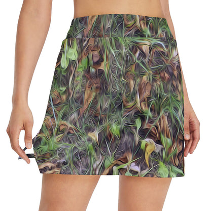 Camouflage Realistic Tree Print 17" Golf & Pickleball Skort with Pockets